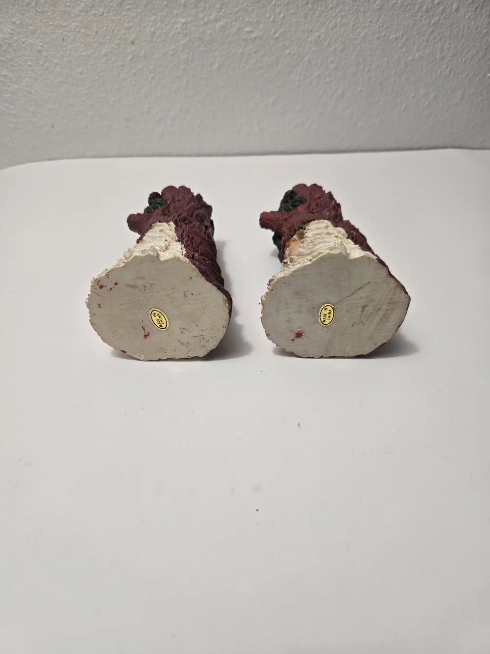 2- Vintage Woodland Santa Claus Resin Taper Candle Holders